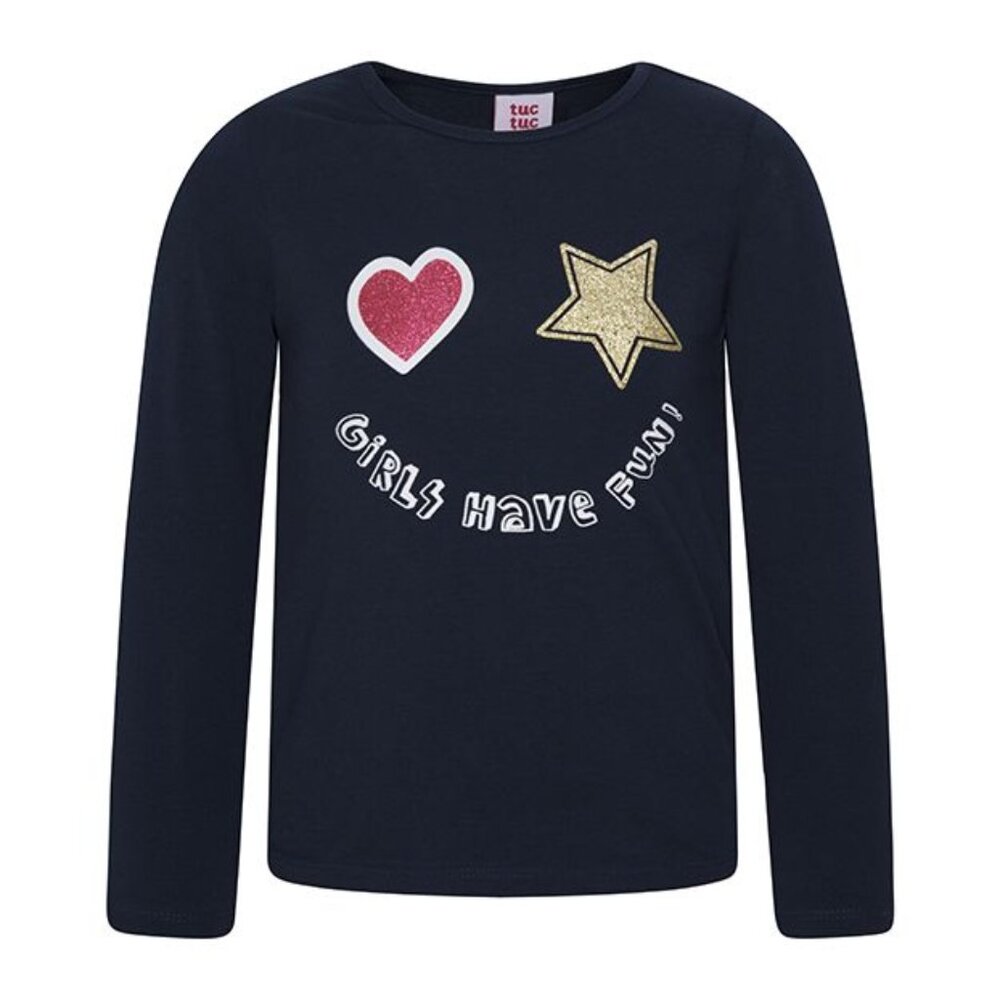 TucTuc - Fun Slogan Long Sleeve Navy T-Shirt, size 4